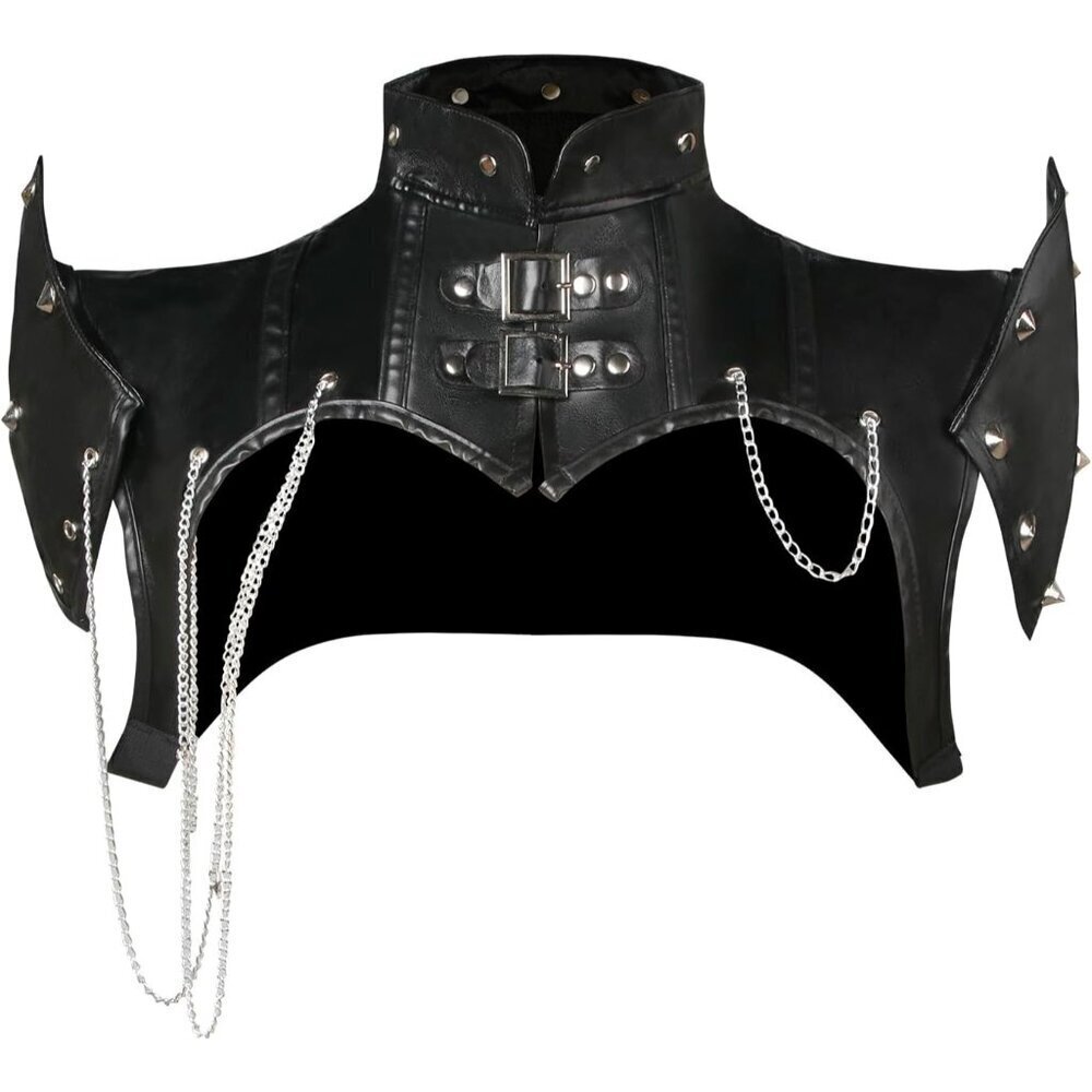 Women’s Gothic Leather Shoulder Jacket Chain Rivets Cosplay Costume